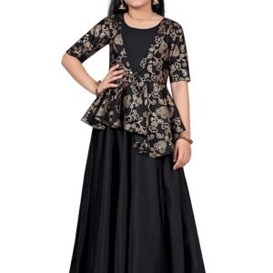 Fashion Dream Girls Taffeta Maxi Length Foil Printed Dresses